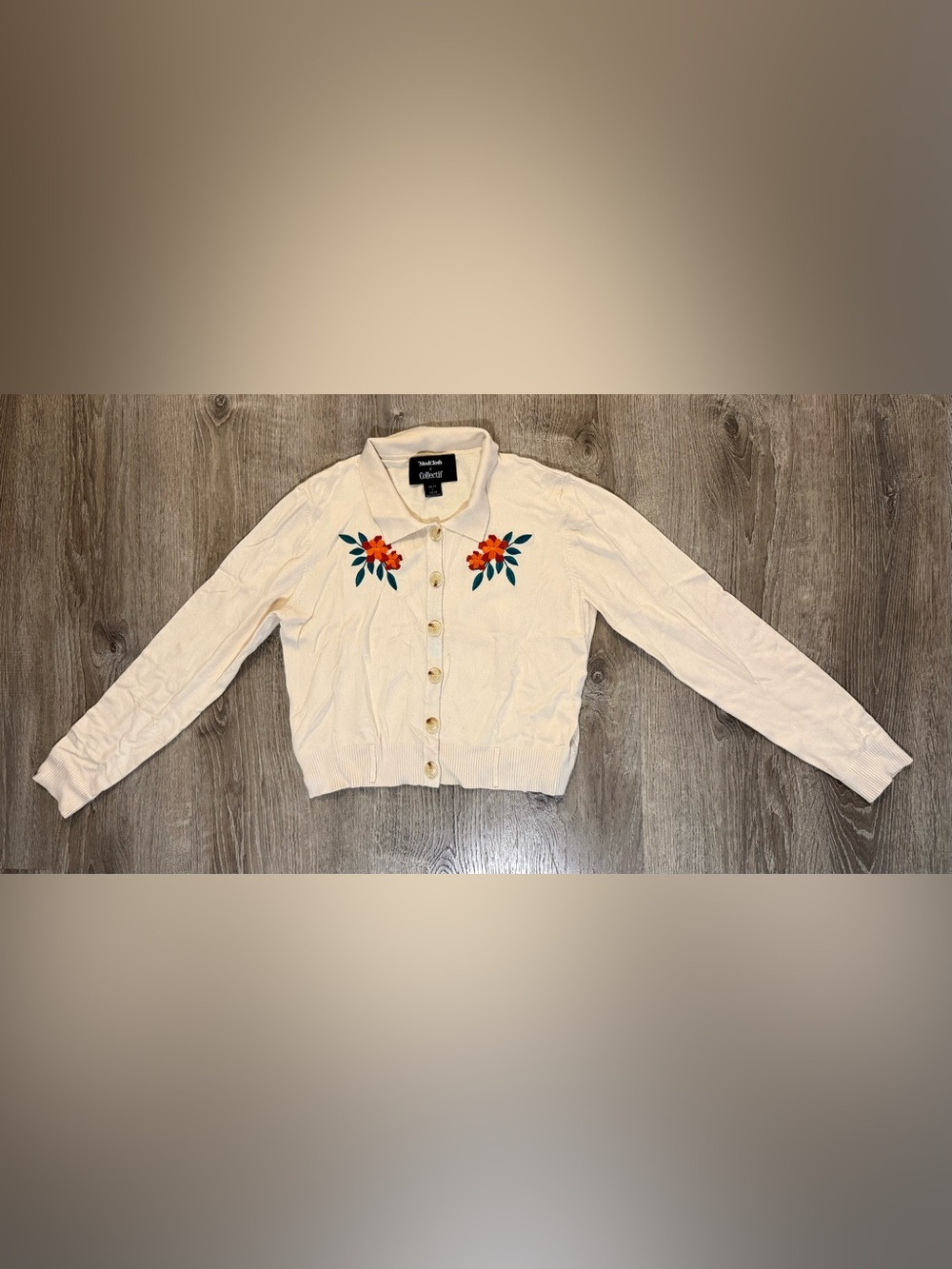 Modcloth × Collectif Maya Winter Embroidered Floral Collared Cardigan